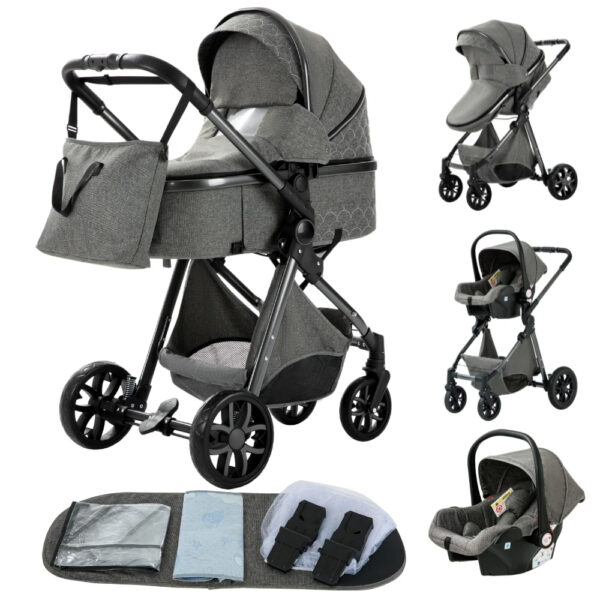 Stroller 3 in 1 Luxe dark grey
