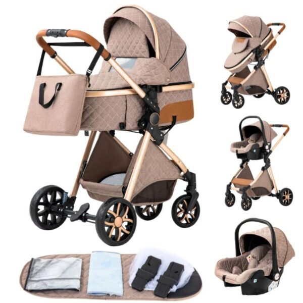 Stroller 3 in 1 Luxe Light Brown